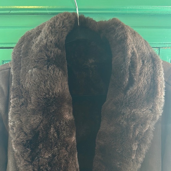 Vintage 80s/90s Overland Sheepskin Co Shaw Collar Shearling Coat XS Made in USA - Picture 5 of 13